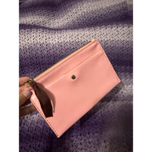 J.Crew Signet Leather Pouch Wallet Pink Zipper Magnet EUC